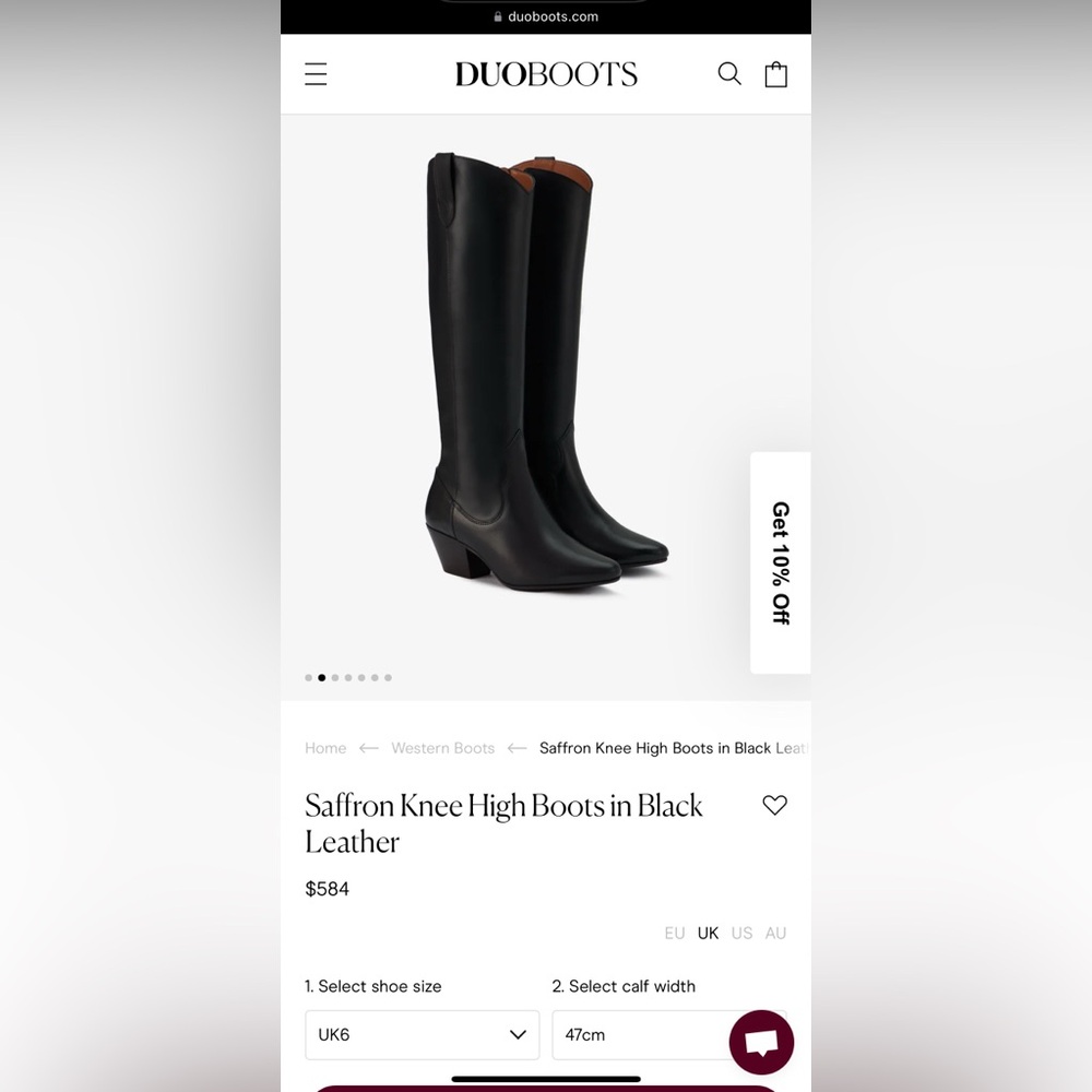 DUO Knee High black leather boots, never worn!